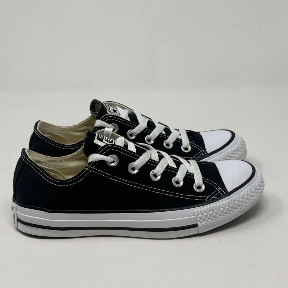 Converse All Star Shoes Womens 6 Black Canvas Low Top Sneakers Chucks Grunge
